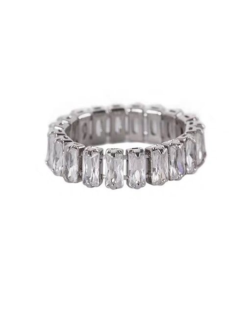 Fashion Platinum Geometric Full Diamond Ring