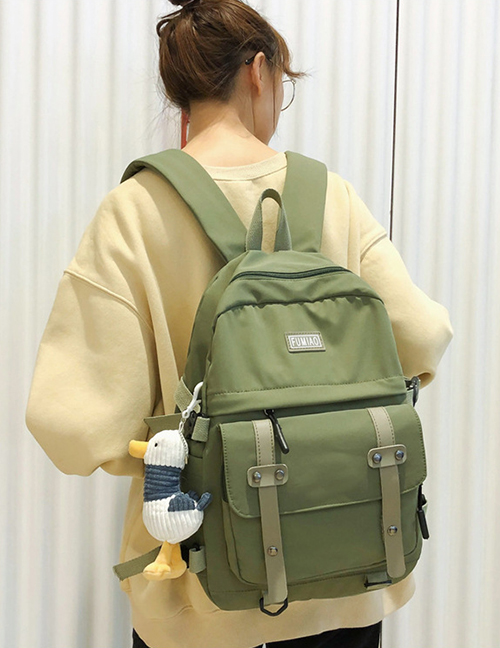 Fashion Light Green With Pendant Panel Flap Buckle Backpack