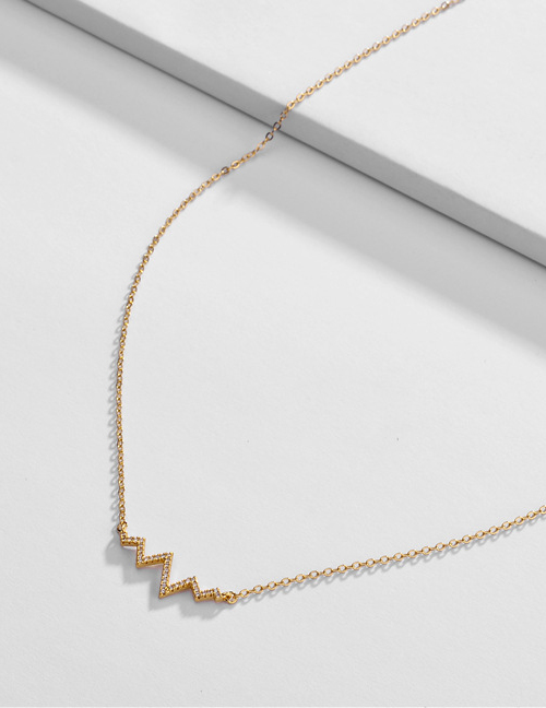 Fashion Golden Ecg Necklace With Diamonds