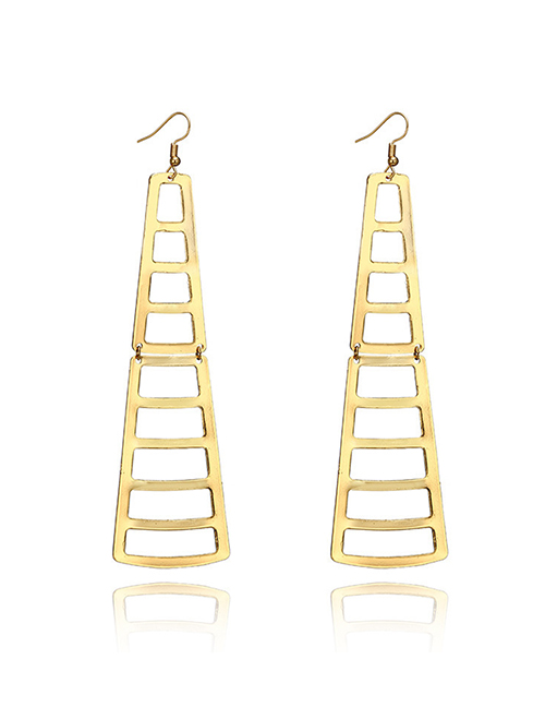 Fashion Golden Ladder Geometric Cutout Earrings