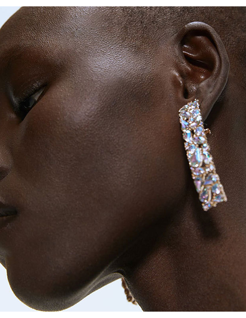 Fashion Color Diamond Cutout Earrings