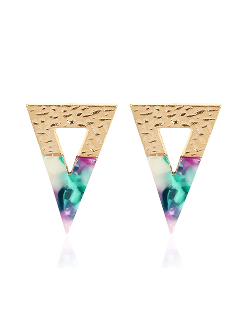 Fashion Color Mixing Colorblock Acrylic Alloy Irregular Embossed Earrings