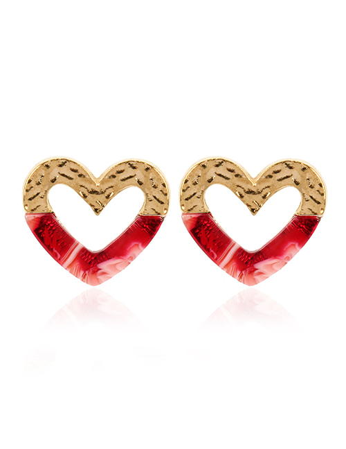Fashion Red Acrylic Geometric Love Earrings