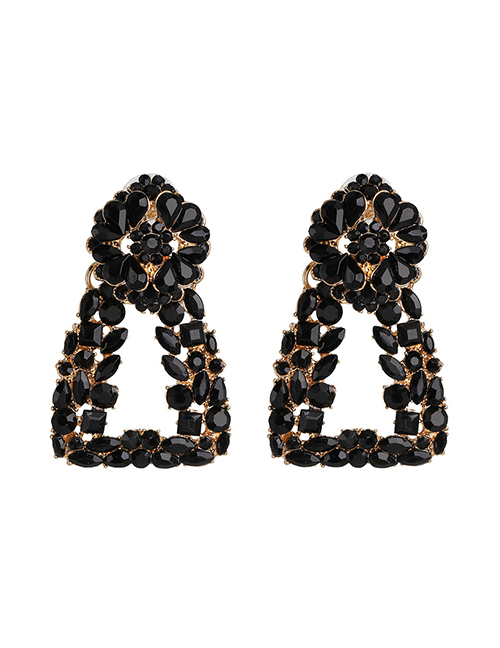 Fashion Black Geometric Alloy Diamond Cutout Earrings