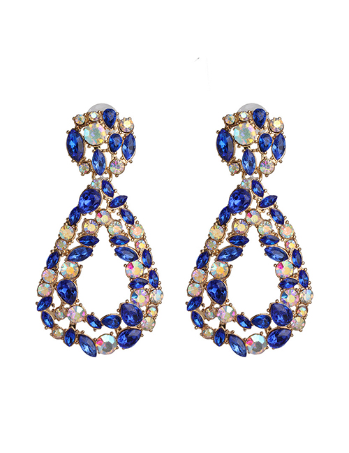 Fashion Blue Geometric Diamond Drop Earrings