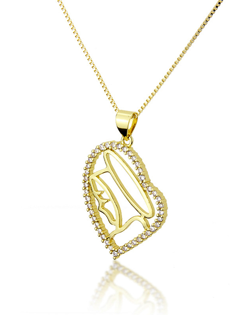 Fashion Gold-plated Love Heart Face Necklace With Diamonds