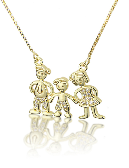 Fashion Gold-plated Family Of Three Necklaces With Diamonds