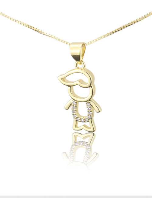 Fashion Gold-plated Boy Cutout Necklace With Diamonds