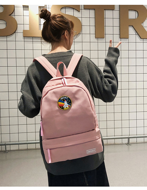 Fashion Pink Letter Patch Backpack