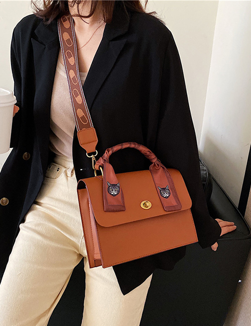 Fashion Yellow-brown Soft Leather Scarf Wrap Lock Shoulder Crossbody Bag