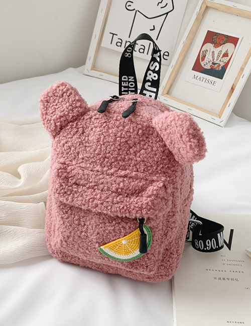 Fashion Pink Lamb Fur Bear Backpack