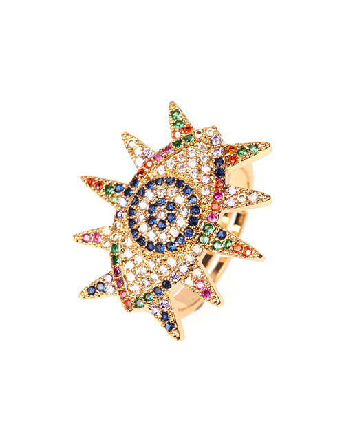 Fashion Color Open Eye Ring With Diamonds