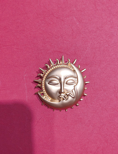 Fashion Golden Irregular Sun Moon Brooch