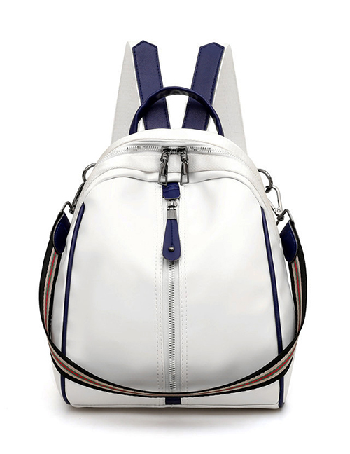 Fashion White Oxford Cloth Stitching Backpack