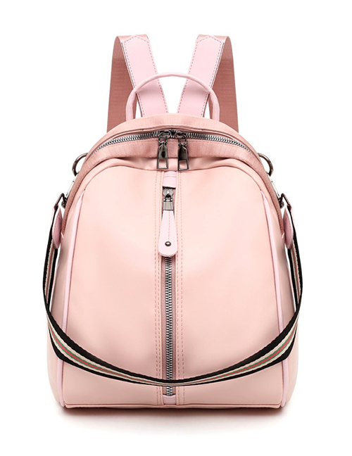Fashion Pink Oxford Cloth Stitching Backpack