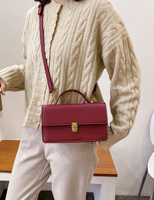 Fashion Red Wine Flap Buckle Shoulder Crossbody Bag