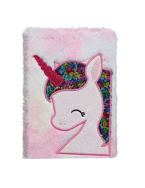 Fashion Color Plush Unicorn Sequin Children Notebook