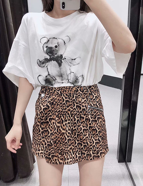 Fashion Tiger Skin Pattern Animal Print Asymmetric Shorts