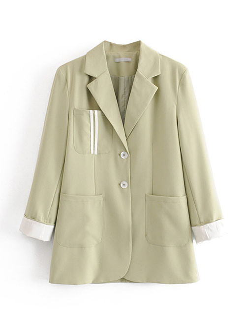 Fashion Green Small Suit With Contrasting Sleeves