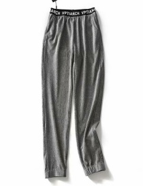 Fashion Gray Letter Elastic Corduroy Straight-leg Pants