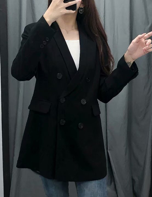 Fashion Black Dress Collar Double-breasted Suit