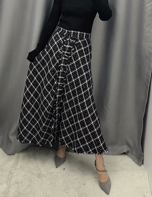 Fashion Black Metallic Tweed Skirt