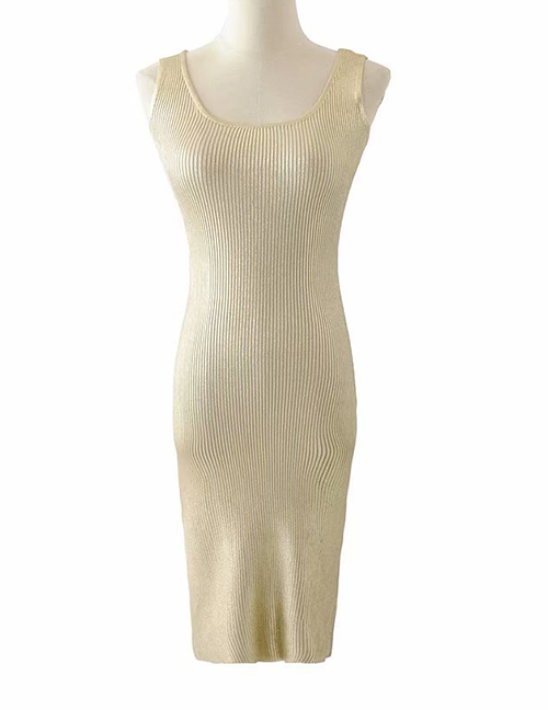 Fashion Golden Knit Bronzing Camisole Dress