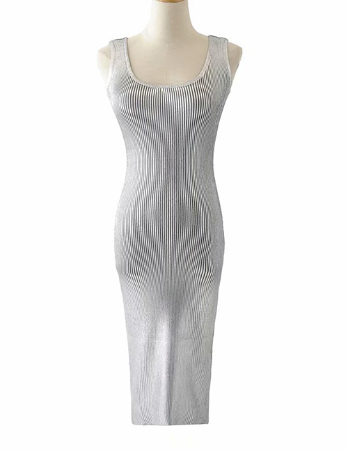 Fashion Silver Knit Bronzing Camisole Dress