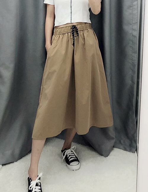 Fashion Khaki Lace-up Skirt
