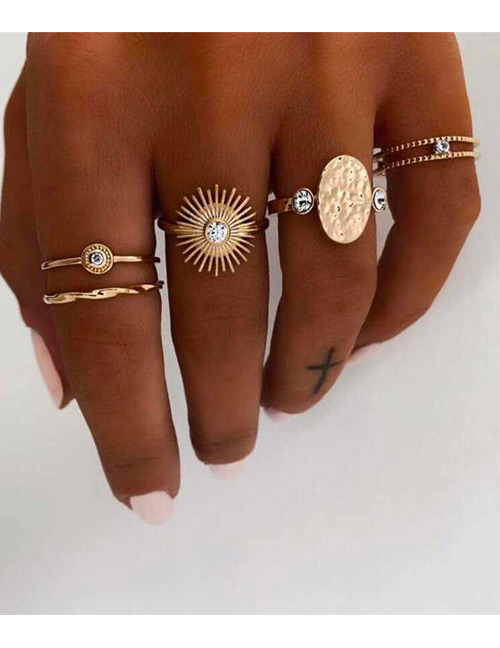 Fashion Golden Alloy Sun Ring Set