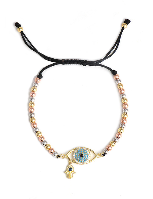Fashion Golden 18k Ball Woven Bracelet With Diamond Eyes
