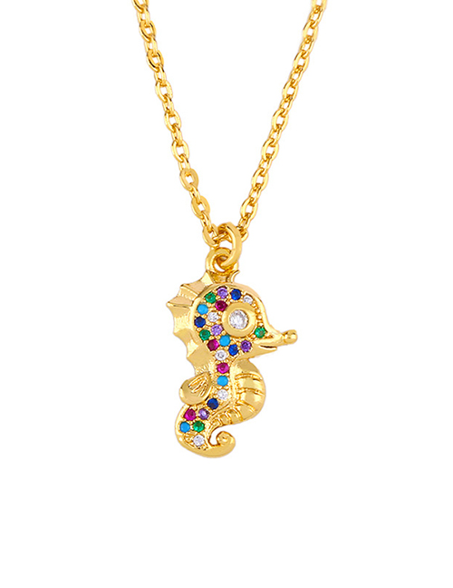Fashion Golden Diamond Hippocampus Necklace