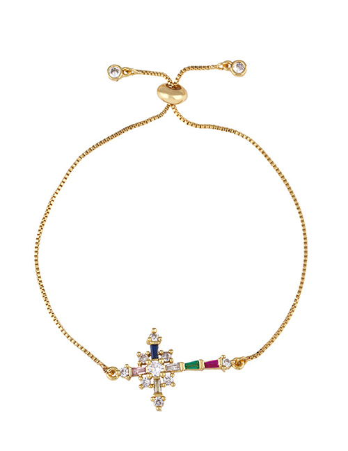 Fashion Color Adjustable Crystal Bracelet With Diamond Cross