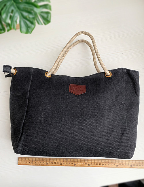 Fashion Dark Black Canvas Large Capacity Shoulder Bag