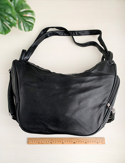 Fashion Black Pu Large Capacity Fringed Shoulder Crossbody Bag