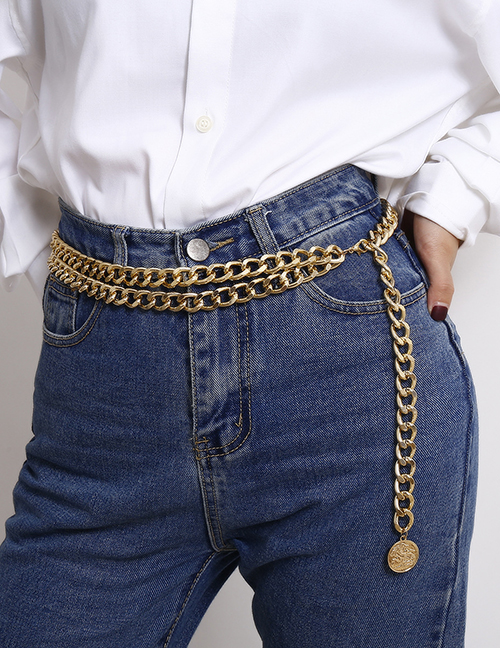 Fashion Golden Portrait Embossed Chain Waist Chain