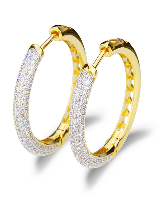 Fashion Gold-plated Electroplated Zirconium Cutout Round Earrings