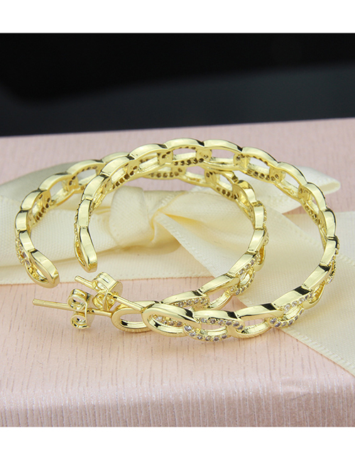 Fashion Gold-plated Copper Plating Diamond Chain Earrings