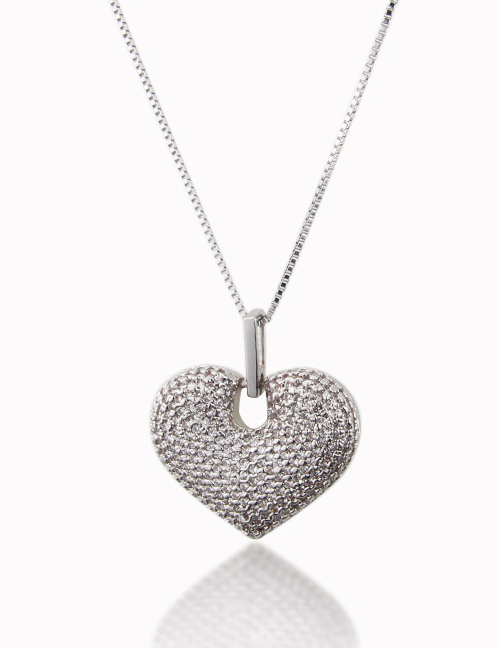 Fashion Platinum-plated White Zirconium Brass Plating Love Diamond Necklace