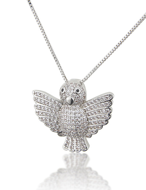 Fashion Platinum-plated Flying Bird Copper Necklace With Diamonds