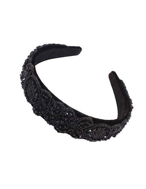Fashion Black Rice Beads Gold Velvet Woven Rice Bead Headband