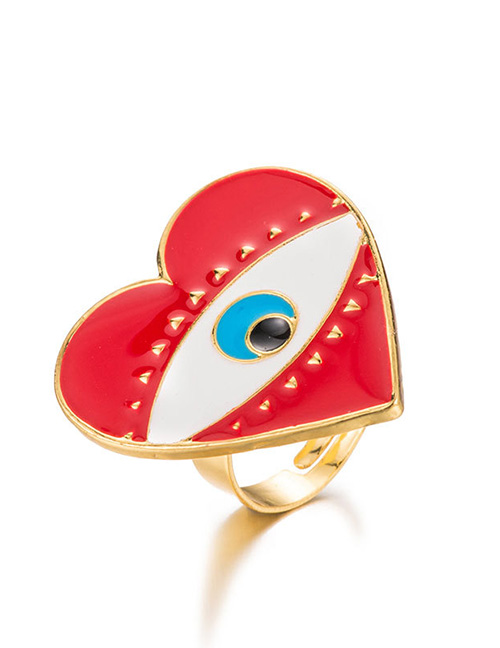Fashion Red Dripping Eye Love Open Ring