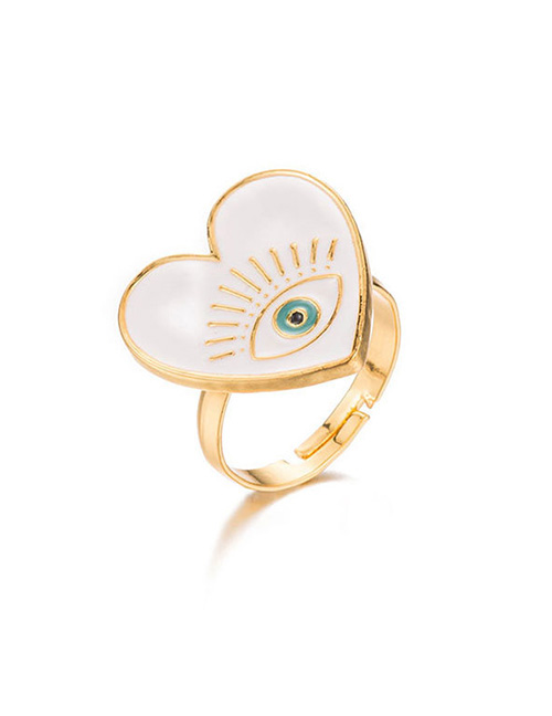 Fashion White Dripping Eye Love Open Ring