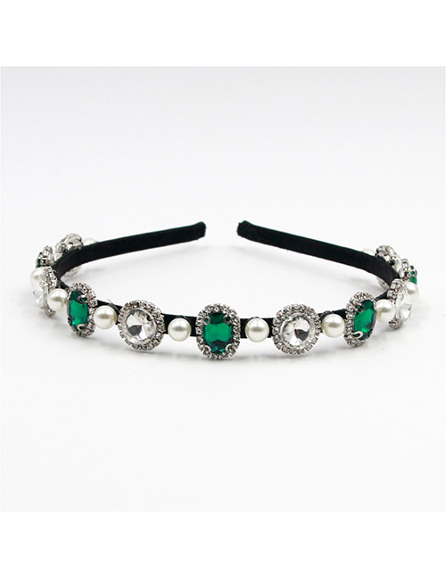 Fashion Green Gemstone And Diamond Geometric Headband