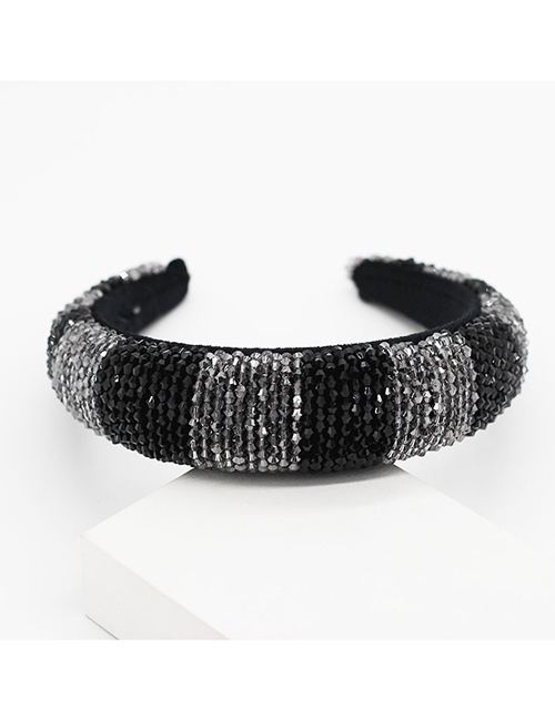 Fashion Black Crystal Beads Hit Color Sponge Headband