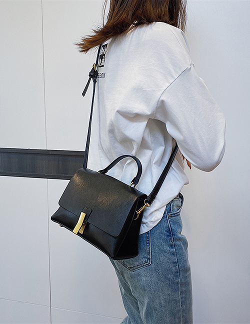 Fashion Black Flap Lock Shoulder Crossbody Bag