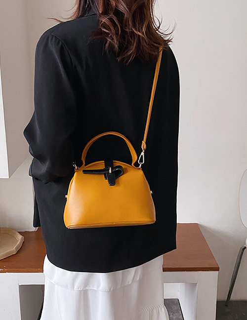 Fashion Yellow Contrast Color-block Shoulder Cross-body Bag