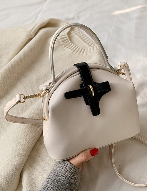 Fashion Off-white Contrast Color-block Shoulder Cross-body Bag