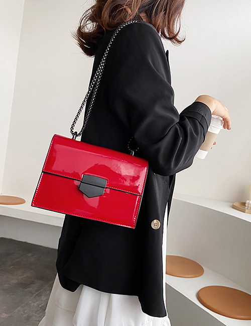 Fashion Red Patent Leather Cross-body Shoulder Bag