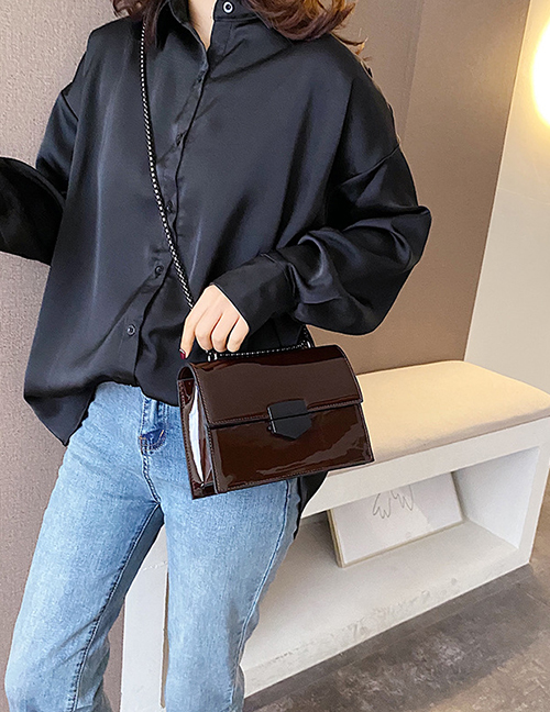 Fashion Coffee Color Patent Leather Cross-body Shoulder Bag